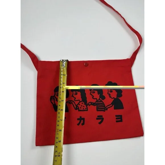 Kagomania Red Canvas Crossbody Bag Japanese Dakara Yo Graphic Streetwear - Picture 6 of 7